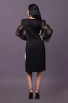 Shop_That Thing You Love_Black Scuba Embroidery Flower V-neck Cutdana Straight Dress _at_Aza_Fashions