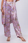 That Thing You Love_Purple Satin Printed Scribble Floral Square Jacket With Pant Set _Online_at_Aza_Fashions