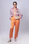 Buy_That Thing You Love_Orange Satin Printed Scribble Check Pant _at_Aza_Fashions