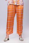 Buy_That Thing You Love_Orange Satin Printed Scribble Check Pant _Online_at_Aza_Fashions