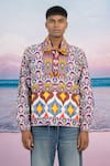 Buy_Siddhartha Bansal_Purple Giza Cotton Print Ikat I Am Free Pullover Jacket _Online_at_Aza_Fashions