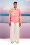 Siddhartha Bansal_Pink Giza Cotton Print Royal Paisley Candy Pullover Jacket _Online_at_Aza_Fashions