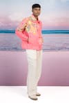 Buy_Siddhartha Bansal_Pink Giza Cotton Print Royal Paisley Candy Pullover Jacket _Online_at_Aza_Fashions