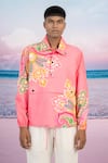 Shop_Siddhartha Bansal_Pink Giza Cotton Print Royal Paisley Candy Pullover Jacket _Online_at_Aza_Fashions