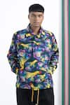 Buy_Siddhartha Bansal_Multi Color Giza Cotton Print Night Bloom Pullover Jacket _at_Aza_Fashions