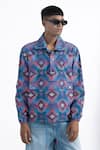 Buy_Siddhartha Bansal_Purple Giza Cotton Print Dotted Illusion Pullover Jacket _Online_at_Aza_Fashions