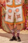 Siddhartha Bansal_White Giza Cotton Print Lotus Samsara Shirt With Short _at_Aza_Fashions