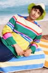 Buy_Siddhartha Bansal_Multi Color Giza Cotton Print Stripe Love Fool Jacket 