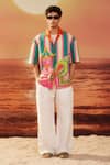 Buy_Siddhartha Bansal_Beige Giza Cotton Print Kamdhenu Cow At The Beach Shirt _at_Aza_Fashions