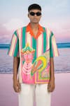 Shop_Siddhartha Bansal_Beige Giza Cotton Print Kamdhenu Cow At The Beach Shirt _Online_at_Aza_Fashions