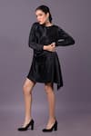 Buy_That Thing You Love_Black Satin Embroidery Beads Round Asymmetric Dress _Online_at_Aza_Fashions