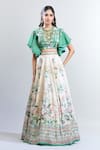 Buy_Kalista_Multi Color Printed Floral Round Veronica Botanic Pattern Lehenga And Blouse Set _at_Aza_Fashions