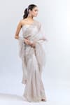 Buy_Anushree Reddy_Ivory Organza Embroidered Floral Inara Saree With Unstitched Blouse Piece 