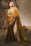 Buy_Masaba_Gold Saree Georgette Tissue Patchwork Scoop Son Barfi Set With Dupatta _at_Aza_Fashions