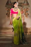 Buy_Masaba_Multi Color Saree Dull Natural Crepe And Tissue Meetha Paan With Blouse _at_Aza_Fashions