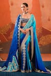 Buy_Masaba_Blue Saree Dupion Embellished Anar Jaal Scoop Saanjh Stitched With Blouse _at_Aza_Fashions