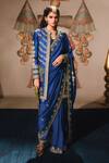 Buy_Masaba_Blue Salwar And Jacket Heavy Raw Silk Embroidered Neel Bahar Saree Set With _at_Aza_Fashions