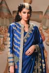 Shop_Masaba_Blue Salwar And Jacket Heavy Raw Silk Embroidered Neel Bahar Saree Set With _at_Aza_Fashions