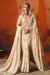 Buy_Masaba_Beige Saree Dupion Embroidered Gul Jharokha Bombat Barfi With Blouse _at_Aza_Fashions