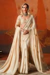 Shop_Masaba_Beige Saree Dupion Embroidered Gul Jharokha Bombat Barfi Set With Stole _at_Aza_Fashions