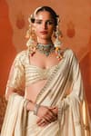 Masaba_Beige Saree Dupion Embroidered Gul Jharokha Bombat Barfi Set With Stole _Online_at_Aza_Fashions