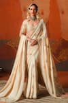 Buy_Masaba_Beige Saree Dupion Embroidered Gul Jharokha Bombat Barfi Set With Stole _at_Aza_Fashions