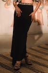 Masaba_Black Moss Crepe Embroidery Floral Jacket Open Neck The Jugnu And Skirt Set _Online_at_Aza_Fashions