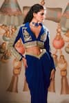 Masaba_Blue Blazer And Tube Thin Latchka Embroidery Zardozi The Saanjh Baug Skirt Set _Online_at_Aza_Fashions