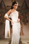 Shop_Masaba_Ivory Heavy Crepe Embroidery Cutdana Straight The Thandai Corset And Skirt Set _at_Aza_Fashions