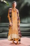 Buy_Masaba_Gold Kurta Crushed Georgette Tissue The Son Barfi Anarkali And Salwar Set _at_Aza_Fashions