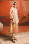 Buy_Masaba_Ivory Heavy Raw Silk Embroidery Floral V Neck The Kalakand Kurta And Salwar Set _at_Aza_Fashions