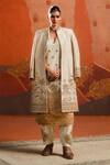 Buy_Masaba_Ivory Heavy Raw Silk Embroidery Crescent Moon Jacket The Kalakand Kurta Set _at_Aza_Fashions