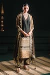 Buy_Masaba_Black Heavy Raw Silk Embroidery Gul Jharokha V The Kala Khatta Kurta Salwar Set _at_Aza_Fashions