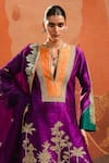 Masaba_Purple Heavy Raw Silk Embroidery Sequin The Jamun Cooler Kurta Salwar Set _Online_at_Aza_Fashions