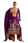 Buy_Masaba_Purple Heavy Raw Silk Embroidery Sequin The Jamun Cooler Kurta Salwar Set _Online_at_Aza_Fashions