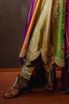 Masaba_Multi Color Heavy Raw Silk Embroidery Berry The Paan Pista Anarkali Shrug Set _Online_at_Aza_Fashions