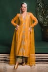 Buy_Masaba_Yellow Kurta Dupion Silk Embroidery Amaltas Jacket The Aam Panna Pant Set _at_Aza_Fashions