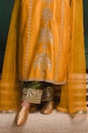 Masaba_Yellow Kurta Dupion Silk Embroidery Amaltas Jacket The Aam Panna Pant Set _Online_at_Aza_Fashions