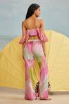 Shop_THE IASO_Multi Color Chiffon Printed Feather Lolly Flared Pant _at_Aza_Fashions