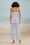 Shop_THE IASO_White Self Cotton Jacquard Printed Stripe Tate Pant _at_Aza_Fashions