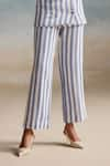 Buy_THE IASO_White Self Cotton Jacquard Printed Stripe Tate Pant _Online_at_Aza_Fashions