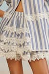 THE IASO_White Self Cotton Jacquard Printed Stripe Tate Short Skirt _Online_at_Aza_Fashions