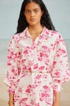 Buy_THE IASO_White Slub Printed Floral Collared Fay Shirt Dress _Online_at_Aza_Fashions