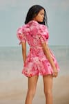 Shop_THE IASO_Pink Lining Modal Printed Floral Collared Lana Shirt Dress _at_Aza_Fashions