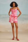 Buy_THE IASO_Pink Slub Printed Floral Lana Shorts _at_Aza_Fashions