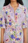 Buy_THE IASO_Purple Slub Printed Floral Collared Shirt Dress _Online_at_Aza_Fashions