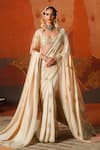 Buy_Masaba_Beige Saree Dupion Embroidered Gul Jharokha Bombat Barfi Set With Veil _at_Aza_Fashions