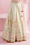 Buy_Mandira Wirk_Ivory Chanderi Printed Blossom Halter Neck Safir Lehenga Set _Online_at_Aza_Fashions