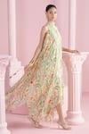 Buy_MANDIRA WIRK - Indian_Ivory Chiffon Printed Floral Halter Asymmetric Maxi Dress _Online_at_Aza_Fashions