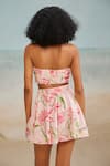 Shop_THE IASO_Pink Slub Schiffli Printed Floral Straight Shay Bandeau Top _at_Aza_Fashions